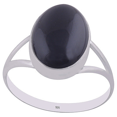 Stylish Split Shank Around Black Onyx Oval Shape 925 Sterling Solid Silver Ring - R3400635-14