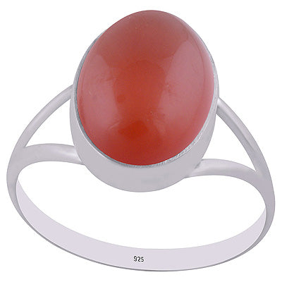 Stylish Split Shank Around Carnelian Oval Shape 925 Sterling Solid Silver Ring - R3400635-15