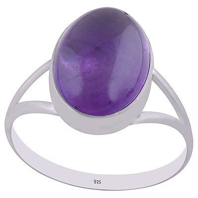 Stylish Split Shank Around Amethyst Oval Shape 925 Sterling Solid Silver Ring - R3400635-2