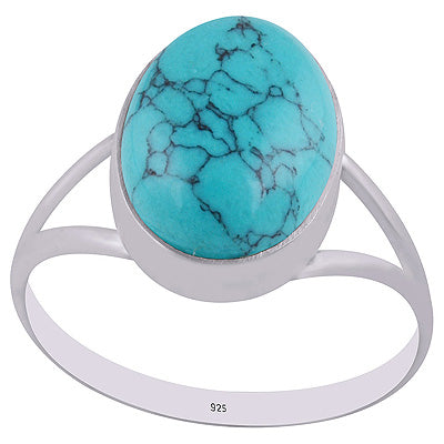 Stylish Split Shank Around Turquoise Oval Shape 925 Sterling Solid Silver Ring - R3400635-4