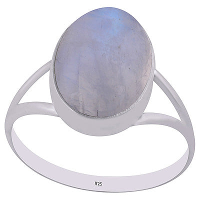 Stylish Split Shank Around Rainbow Moonstone Oval Shape 925 Sterling Solid Silver Ring - R3400635-5