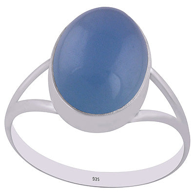Stylish Split Shank Around Blue Chalcedony Oval Shape 925 Sterling Solid Silver Ring - R3400635-9