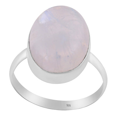Stunning Rainbow Moonstone Oval Shape 925 Sterling Solid Silver Ring - R3400671-132