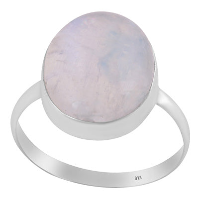 Stunning Rainbow Moonstone Oval Shape 925 Sterling Solid Silver Ring - R3400671-134