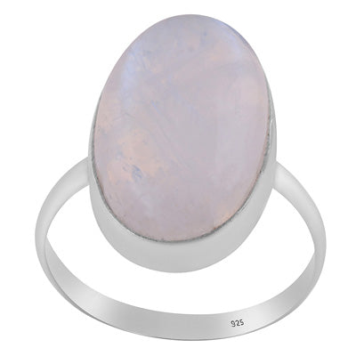 Stunning Rainbow Moonstone Oval Shape 925 Sterling Solid Silver Ring - R3400671-135