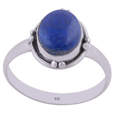 Beautiful Wire & Rawa Work Around Lapis Oval Shape 925 Sterling Solid Silver Ring - R3400683-55