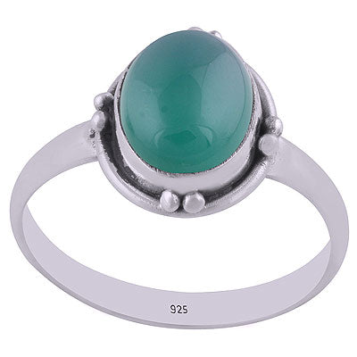 Beautiful Wire & Rawa Work Around Green Onyx Oval Shape 925 Sterling Solid Silver Ring - R3400683-58