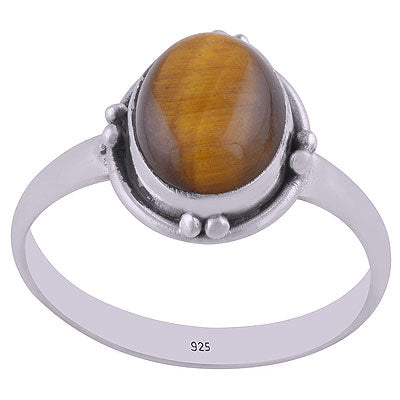Beautiful Wire & Rawa Work Around Tiger's Eye Oval Shape 925 Sterling Solid Silver Ring - R3400683-59