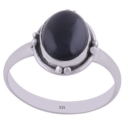 Beautiful Wire & Rawa Work Around Black Onyx Oval Shape 925 Sterling Solid Silver Ring - R3400683-62