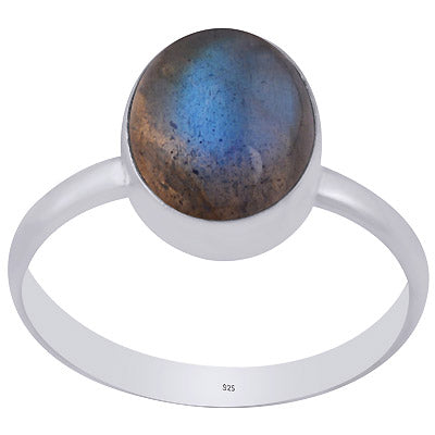 Gorgeous Plain Labradorite Oval Shape 925 Sterling Solid Silver Ring - R3400695-1