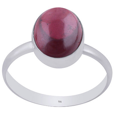 Gorgeous Plain Garnet Oval Shape 925 Sterling Solid Silver Ring - R3400695-106