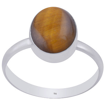 Gorgeous Plain Tiger's Eye Oval Shape 925 Sterling Solid Silver Ring - R3400695-109