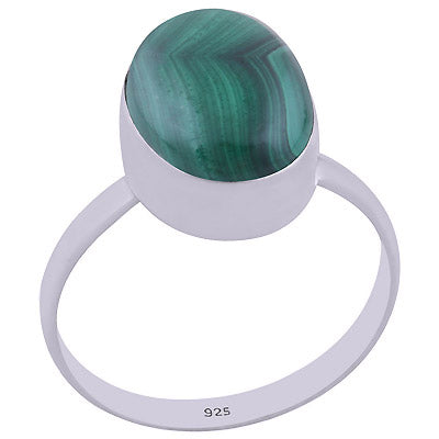 Gorgeous Plain Malachite Oval Shape 925 Sterling Solid Silver Ring - R3400695-222