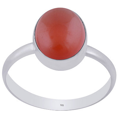 Gorgeous Plain Carnelian Oval Shape 925 Sterling Solid Silver Ring - R3400695-33