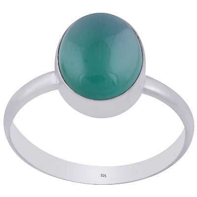 Gorgeous Plain Green Onyx Oval Shape 925 Sterling Solid Silver Ring - R3400695-34
