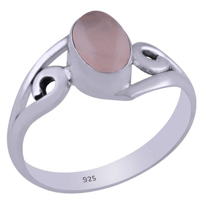 Beautiful Handwork Around Rose Quartz Oval Shape 925 Sterling Solid Silver Ring - R3400696-354