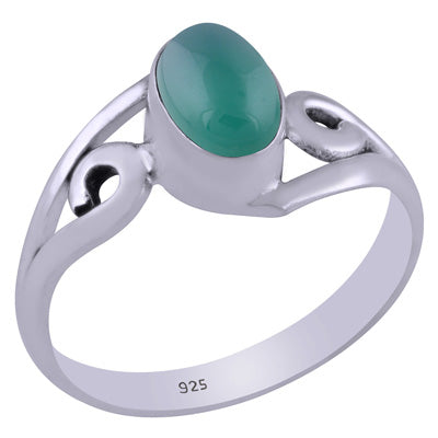 Beautiful Handwork Around Green Onyx Oval Shape 925 Sterling Solid Silver Ring - R3400696-540