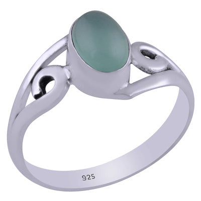 Beautiful Handwork Around Aqua Chalcedony Oval Shape 925 Sterling Solid Silver Ring - R3400696-544