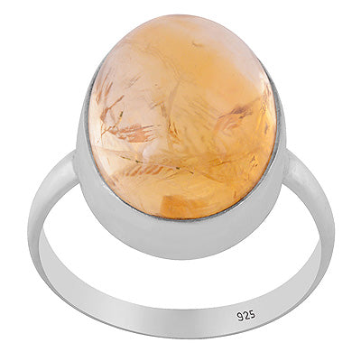 Gorgeous Huge Gemston Citrine Oval Shape 925 Sterling Solid Silver Ring - R3400714-70