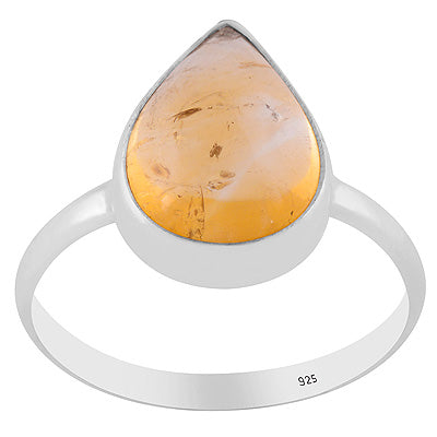 Gorgeous Huge Gemston Citrine Pear Shape 925 Sterling Solid Silver Ring - R3400714-71