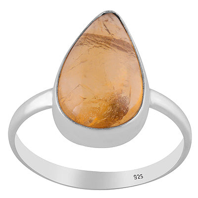 Gorgeous Huge Gemston Citrine Pear Shape 925 Sterling Solid Silver Ring - R3400714-72