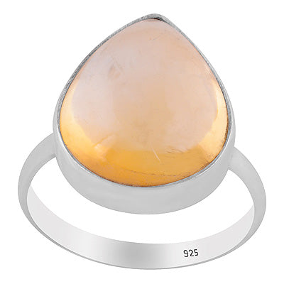 Gorgeous Huge Gemston Citrine Pear Shape 925 Sterling Solid Silver Ring - R3400714-77