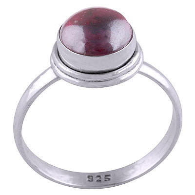 Stunning Plain Garnet Round Shape 925 Sterling Solid Silver Ring - R3400734-2