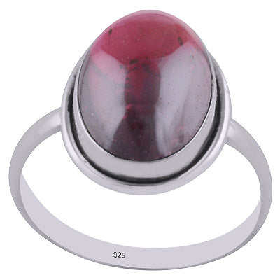 Gorgeous Plain Setting Around Garnet Oval Shape 925 Sterling Solid Silver Ring - R3400736-361