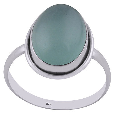 Gorgeous Plain Setting Around Aqua Chalcedony Oval Shape 925 Sterling Solid Silver Ring - R3400736-526