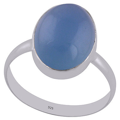 Beautiful Gemstone Blue Chalcedony Oval Shape 925 Sterling Solid Silver Ring - R3400738-259