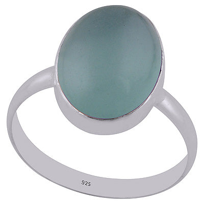 Beautiful Gemstone Aqua Chalcedony Oval Shape 925 Sterling Solid Silver Ring - R3400738-260