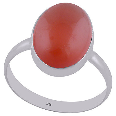 Beautiful Gemstone Carnelian Oval Shape 925 Sterling Solid Silver Ring - R3400738-434