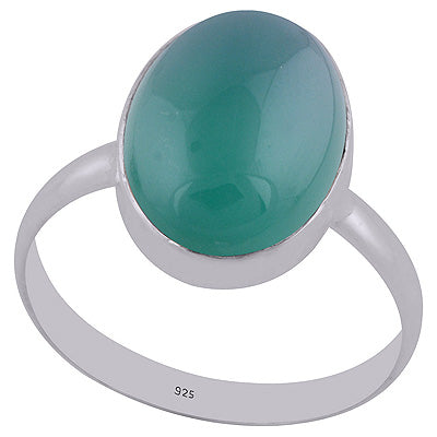 Beautiful Gemstone Green Onyx Oval Shape 925 Sterling Solid Silver Ring - R3400738-435