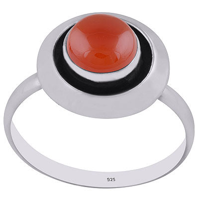 Gorgeous Plain Band Around Carnelian Round Shape 925 Sterling Solid Silver Ring - R3400741-57
