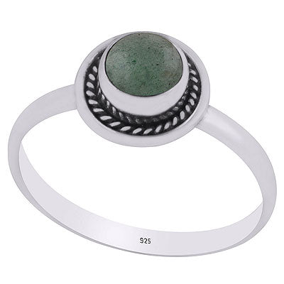Gorgeous Wire Work Around Green Aventurine Round Shape 925 Sterling Solid Silver Ring - R3400753-311