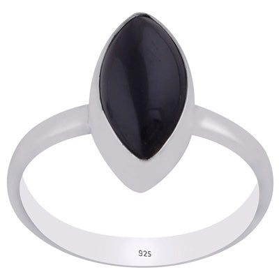 Gorgeous Plain Black Onyx Marquise Shape 925 Sterling Solid Silver Ring - R3400764-256