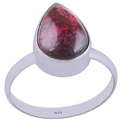 Beautiful Plain Garnet Pear Shape 925 Sterling Solid Silver Ring - R3400766-142