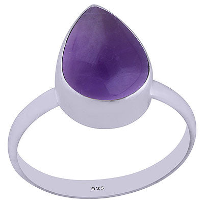 Beautiful Plain Amethyst Pear Shape 925 Sterling Solid Silver Ring - R3400766-173