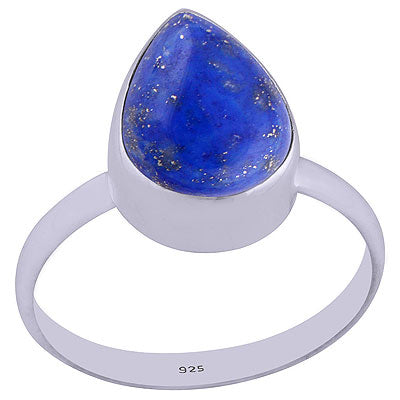 Beautiful Plain Lapis Pear Shape 925 Sterling Solid Silver Ring - R3400766-178