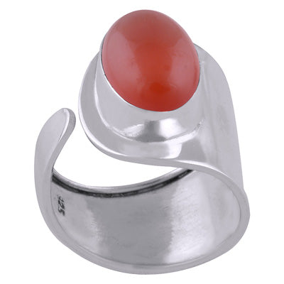 Stunning Adjustable Carnelian Oval Shape 925 Sterling Solid Silver Ring - R3400821-487
