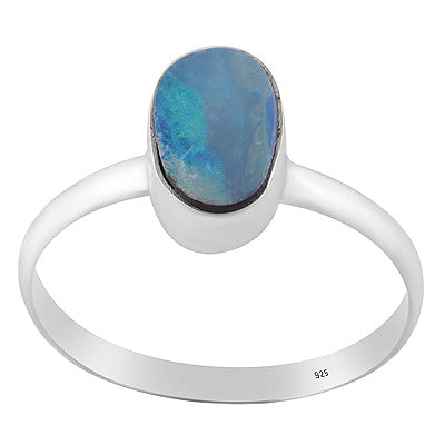 Alluring Play of Colors Gemstone Australian Opal Fancy Shape 925 Sterling Solid Silver Ring - R3400825-387