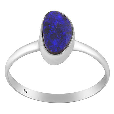 Alluring Play of Colors Gemstone Australian Opal Fancy Shape 925 Sterling Solid Silver Ring - R3400825-396