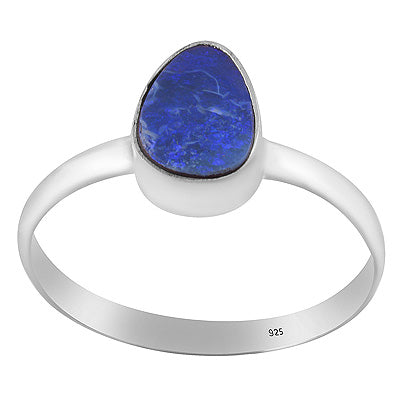 Alluring Play of Colors Gemstone Australian Opal Fancy Shape 925 Sterling Solid Silver Ring - R3400825-400