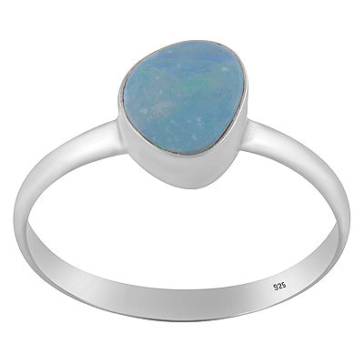 Alluring Play of Colors Gemstone Australian Opal Fancy Shape 925 Sterling Solid Silver Ring - R3400825-401