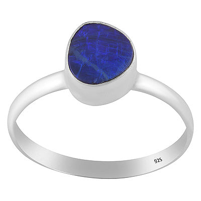 Alluring Play of Colors Gemstone Australian Opal Fancy Shape 925 Sterling Solid Silver Ring - R3400825-402