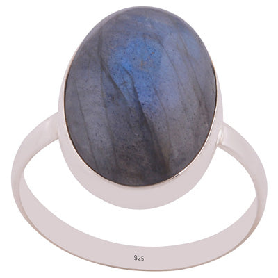 Gorgeous Plain Labradorite Oval Shape 925 Sterling Solid Silver Ring - R3400829-739