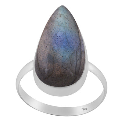 Gorgeous Plain Labradorite Pear Shape 925 Sterling Solid Silver Ring - R3400829-746