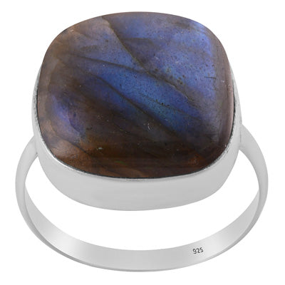 Gorgeous Plain Labradorite Rectangle Shape 925 Sterling Solid Silver Ring - R3400829-752