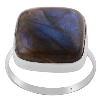 Gorgeous Plain Labradorite Square Shape 925 Sterling Solid Silver Ring - R3400829-753