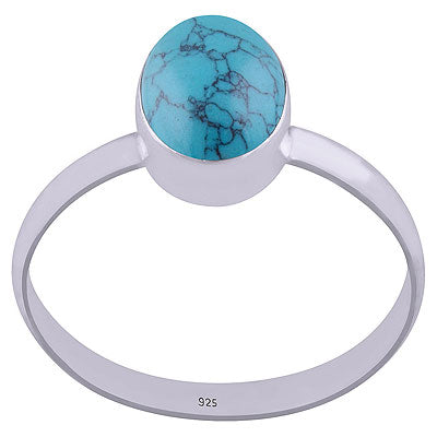 Alluring Gemstone Turquoise Oval Shape 925 Sterling Solid Silver Ring - R3400832-33